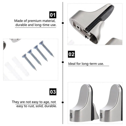 Adjustable Zinc Alloy Wall Mount Shelf Brackets for Glass or Wood Shelves, with screws, silver finish, long-lasting durability