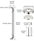 Dimensions of 32 Inch Chrome Shower Grab Bar 1.25 Inch Diameter Stainless Steel Wall Safety Rail For Bathroom Balance And Support