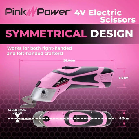 Cordless Electric Scissors For Crafts And Sewing Heavy Duty Fabric Cutter And Cardboard Box Cutter Rotary Shears For Scrapbooking And Carpet Projects Automatic Cutting Tool With Battery And Charger, 26cm pink symmetrical design