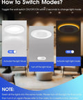 How to switch modes on the 5/6 Inch LED Recessed Light Kit With Night Light, Dimmable And Energy Smart, 9W Equals 85W, 3000K, 700 Lumens