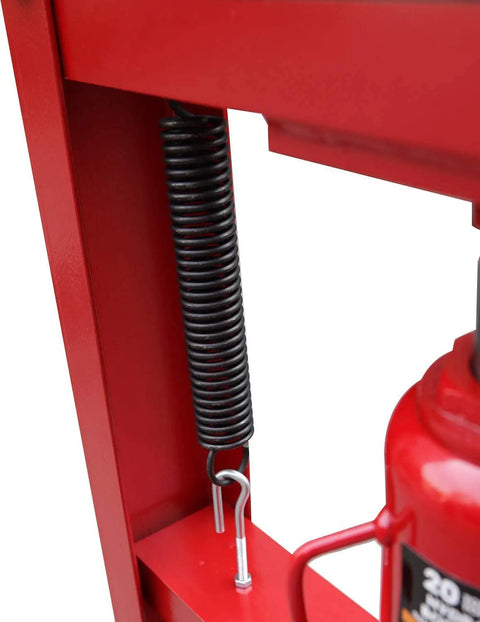 Close-up of the precision spring on the Heavy Duty 20 Ton H Frame Hydraulic Shop Press Shop Dog, designed for tough garage projects.