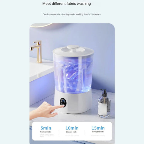 No Fuss Portable Washing Machine With Three Slick Wash Levels For Apartments And Dorms displaying functions and modes with touch control
