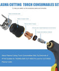 IPT40 Plasma Cutter Consumables Kit For YESWELDER Cut 55DS Pro And Cut 65DS with visible electrodes, nozzles, and shield cup