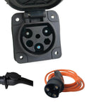 Top Shelf Ev Golf Cart Charger Cable 10 Feet Long 16 Amp 120V Plug compatible with Club Car models, showcasing the plug and connection port.