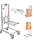 Compact Hand Crank Pallet Lifter With Foldable Steel Frame Portable 60 Kg Load Capacity 17 To 85 Cm Lift Height shown in use