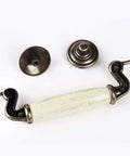 Set Of 4 4.5 Inch Ceramic Drop Handle Drawer Pulls In Antique Bronze Finish For Kitchen Cabinets And Dressers, close-up