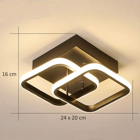 Modern LED Ceiling Light Square Fixture Dimmable 22W Dope Metal And Acrylic Ceiling Lamp 16cm high, 24x20cm dimensions.
