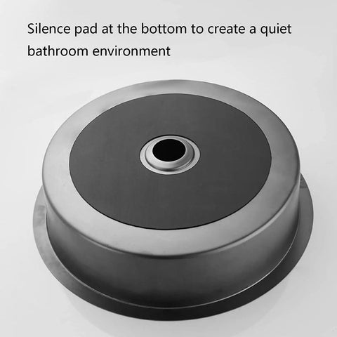 Top Notch Rust Resistant Stainless Steel Round Vessel Basin 15 6 Inch Slick Matte Black Finish bottom silence pad detail.