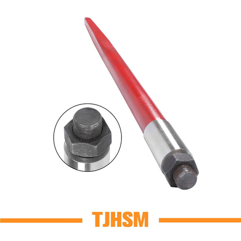 Close-up of Heavy Duty 43 Inch Hay Bale Forks 3000 Lbs Capacity Two Piece Set for Tractor Loaders with bolt detail.