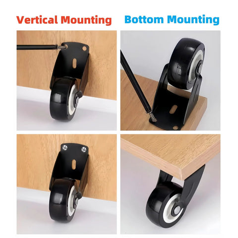 4-Pack 2-Inch Gate Wheels With Vertical Mount Anti-Sag Support For Dropping Wooden Doors And Furniture, installed views