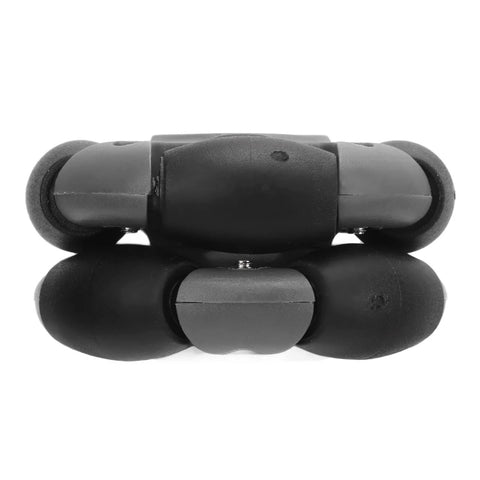 Close-up of 48mm omnidirectional wheel pair with nylon and TPR tires