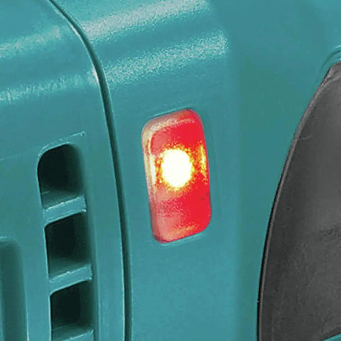 Hardcore 18 Volt Cordless Straight Shear No Sweat Metal Cutting power indicator light on tool for user visibility.