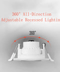 Three Inch Gimbal LED Recessed Light with Dimmable Canless Design EZ Install 8W Color Temperature Selectable 38 Degree Beam