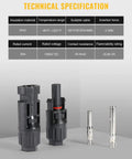 Technical specs of 12 Pcs Solar Panel Connectors Set With Spanners For 10AWG Wire Waterproof Dustproof Solar Connector Pairs