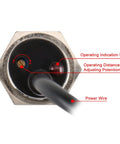 Capacitance Proximity Switch 1-10mm PNP NO DC 10-30V 200mA 3-Wire M18 Sensor With 47 Inch Cable LJC18A3-B-Z-BY close-up view