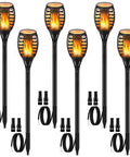 Low Voltage 12V Outdoor Torch Lights Set With Wired LED Flame Torches, IP65 Waterproof Landscape Pathway Lamps For Garden And Patio, Flickering Flame Effect, Durable 6 Pack, No Solar Recharging Needed