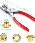 DIY Grommet Eyelet Pliers Kit With 300 Metal Eyelets For Belts Shoes Clothes And Leather Projects - 1 Quarter Inch Punch Tool Set