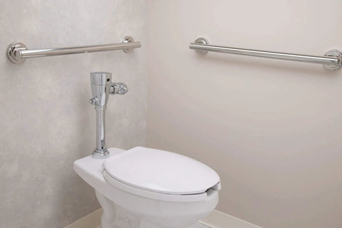 M-Power Sensor Flush Valve For Commercial Restrooms One And A Half Inch Water Closet Retrofit Chrome Model 8310SR35 With AccuSet Piston Tech Self Cleaning Filter Battery Powered Electronic Flush Valve Built Tough No Fuss installed on toilet