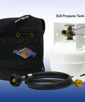 Gas Hauler Kit With Insulated Carry Case, 3 Lb Refillable Propane Tank And Adapter Hose For Camping And Outdoor Adventures, Black And White