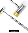 All In One Hammer And Punch Set With Chrome Plated Steel Hammer Nylon And Brass Heads 15 Piece Punch Kit in close-up view