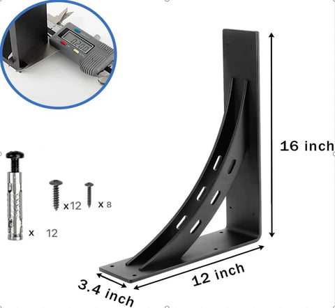 Heavy Duty Shelf Brackets Set Of 2 16 By 12 Inch 1100 Lbs Max Load Rustproof Die Cast Alloy Mantel Brackets for wood shelves shown.