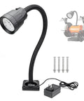 Hella Bright 5W Led Bench Grinder Work Light Fixture Upgrade with flexible neck and plug-in power supply for precision work.