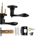 Entry Lever Door Handle With Lock And Two Keys For Office Or Front Door In Iron Black Finish Reversible hardware set