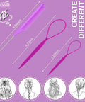 Hair Loop Tool Set With Pink Rat Tail Comb For French Braid Styling, Daily Braiding Kit For Mornings, School, Work Or Dance Practice, Replaces Fingers For Quick Slick Everyday Looks, 3-piece set