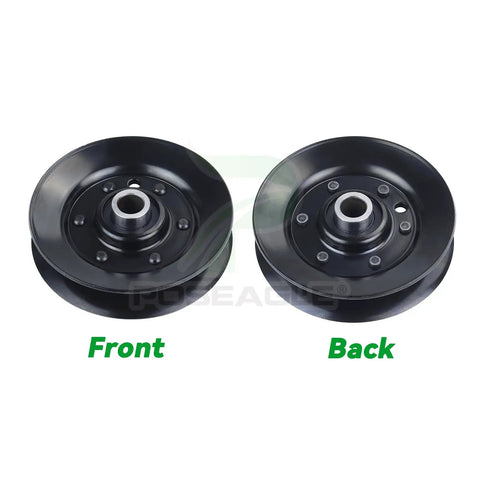 2 Pack Idler Pulley Replacement For Craftsman LT2000 T110 R110 Lawn Mower 756-04325 front and back view, steel, 3.06 in OD