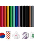 Ready To Use Sublimation Transfer Sheets Set For Tumbler Tees And Mugs 14 Pieces Of 12 By 10 Inch Solid Color Insoluble Paper Pre Printed Sublimation Paper For Cricut Heat Press Mugs No Printer Needed For At Home in various colors with product applications shown below
