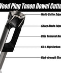 Five Piece High Carbon Steel Wood Plug Cutter Set Offering 3/8 To 1 Inch Bits, showing sharp blade, multi-cutter edge and chip removal.