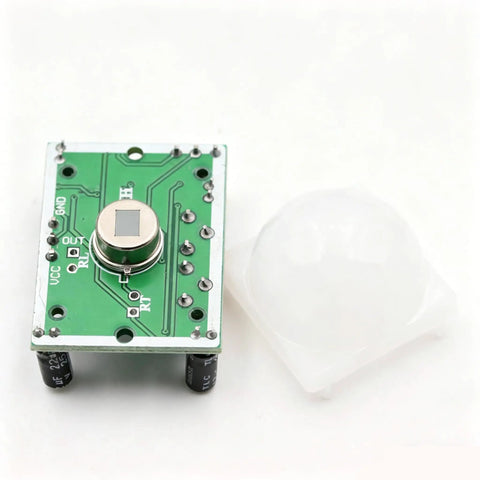 Two Pack PIR Motion Sensor Module With Adjustable Sensitivity And Delay For Your Arduino Setups 5V DC Green PCB top view
