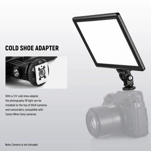 9 Inch LED Video Light Panel With Dimmable Output on DSLR via cold shoe adapter
