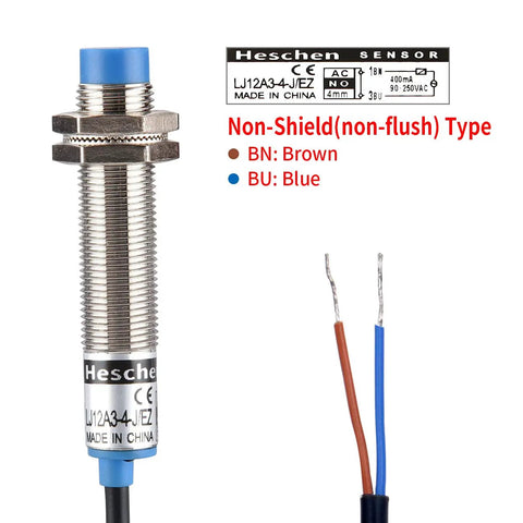 Inductive Proximity Sensor M12 Non Shield Type 4mm Sensing Distance 90-250V AC 400mA Normally Open 2 Wire LJ12A3-4-J/EZ
