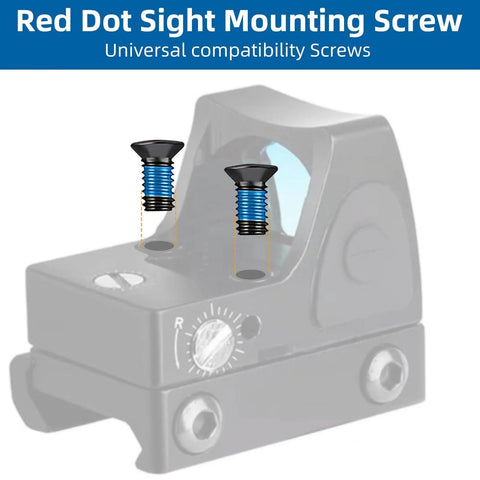 Alloy Steel Red Dot Sight Screws Kit For Optics Mounts With Six 6-32 Countersunk Screws, shown on sight mount