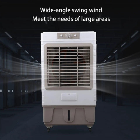 Portable 3 In 1 Evaporative Air Cooler With 3 Quick Speed Settings And Built In Water Tank, front view showing wide-angle airflow and design.