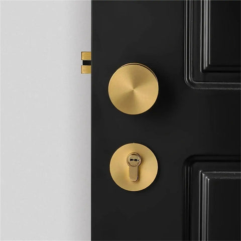 Silent Solid Brass Room Door Lock Handle Knob For Interior Doors Quiet Round Lock Set For Bedrooms And Bathrooms