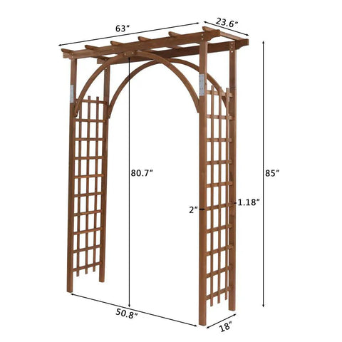 85 Inch Wooden Garden Arbor Arch For Outdoor Weddings And Ceremonies, Solid Wood Trellis For Climbing Plants, Pergola Style Design