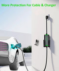 Adjustable EV Charger Wall Mount Bracket With Steel Cable Hook And Secure Grip Design, featuring a car charging with organized cable.