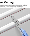 Flexible Pvc Cable Channel And Wall Covers Straight Up Tidy Your Mess showing free-cutting feature with a cutter and three white raceways.