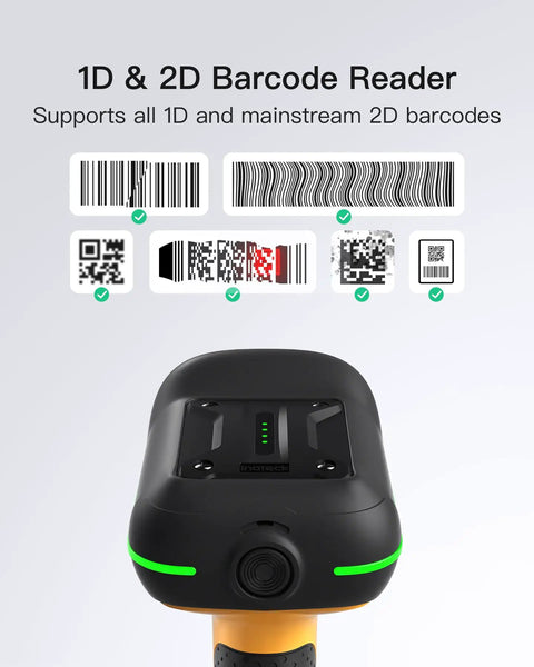 Rugged Wireless 2D Barcode Scanner Workhorse With Smart Charging Stand IP67 Waterproof And Dustproof 2600mAh Battery close-up