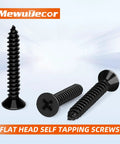 Flat Head Wood Screws Built Tough As Nails From Corrosion Resistant 304 Stainless Steel With Sleek Black Finish 50 Piece Pack Of One Inch Fasteners.