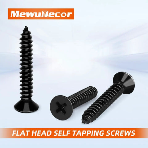 Flat Head Wood Screws Built Tough As Nails From Corrosion Resistant 304 Stainless Steel With Sleek Black Finish 50 Piece Pack Of One Inch Fasteners.