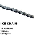 Six Seven Eight Speed Bike Chain For Road Mountain And BMX Riders Half By Three Thirty Second Inch 116 Links