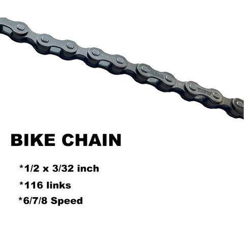 Six Seven Eight Speed Bike Chain For Road Mountain And BMX Riders Half By Three Thirty Second Inch 116 Links