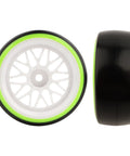 One Tenth Scale On Road RC Drift Tires And Wheels Ready To Drift Set With 12mm Hex Hub side and front view