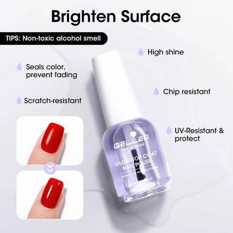 Clear Ridge Filling Base Coat And High Shine Top Coat Two Piece Manicure Kit For Nails features high shine and scratch resistance