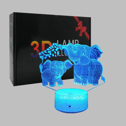 Elephant 3D Night Light For Kids With 16 Color Changing LED Lights Remote Control And Touch Sensor Cute Elephant Lamp For Bedroom
