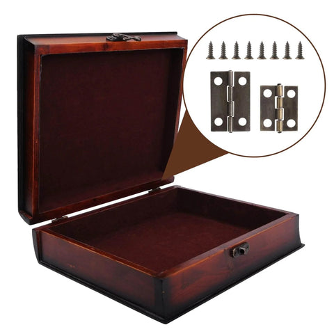 Small Stainless Steel Hinges Set For Cabinets And Wooden Boxes 30 pcs with 180 degree rotation and screws, shown with open box.