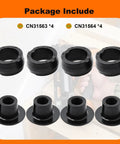 CN31563 CN31564 Piston Bumper Set for CN70 Coil Nailer, 8 piece replacement kit showing 4 ring and 4 flanged bumpers